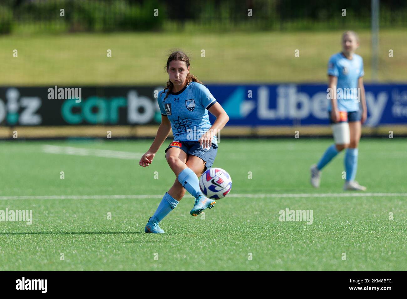 Sydney, Australia. 26th Nov, 2022. Sarah Hunter of Sydney FC pass the ball during the match between Sydney FC and Melbourne Victory at Cromer Park on November 26, 2022 in Sydney, Australia Credit: IOIO IMAGES/Alamy Live News Stock Photo