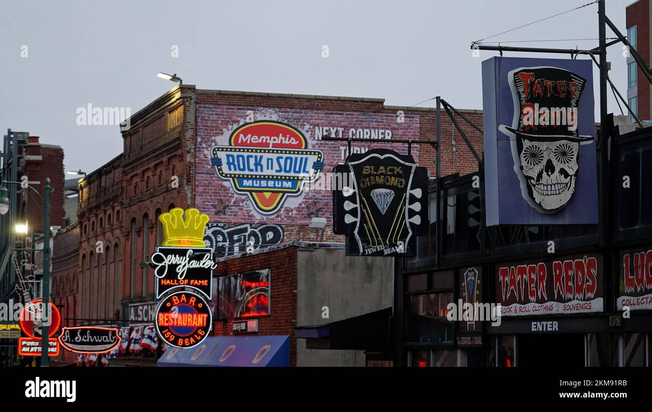 Famous Beale Street In Memphis The Home Of Blues And Rock Music Memphis United States 1478