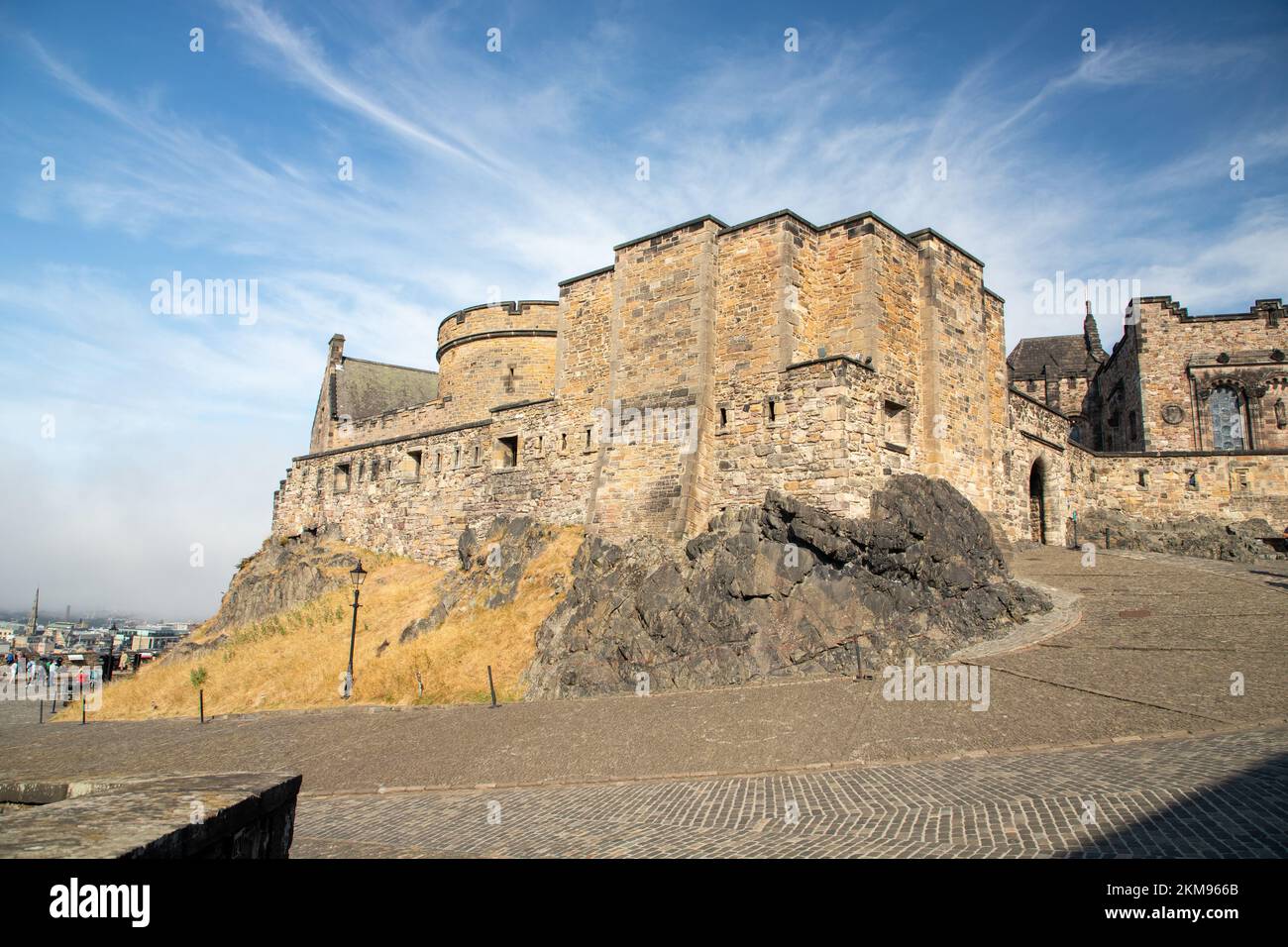 A scenic shot of the Castle of Edinburgh under the blue sky Stock Photo ...