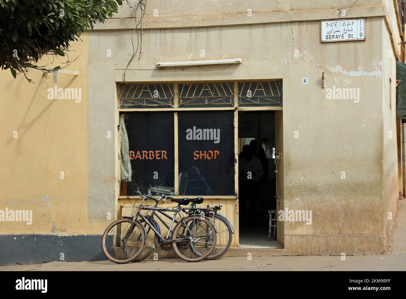 Barber shop in Asmara Stock Photo