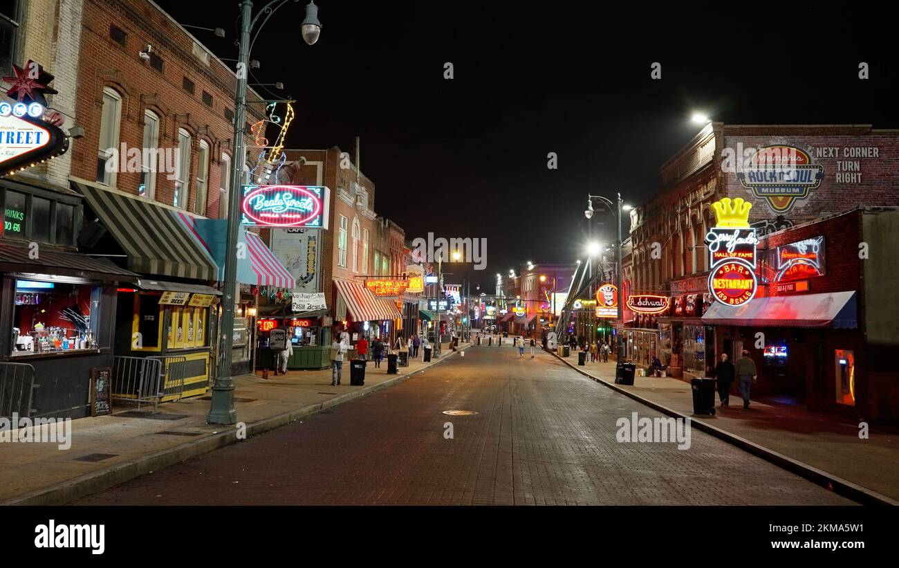 Typical Street view at Beale Street in Memphis the home of Blues and