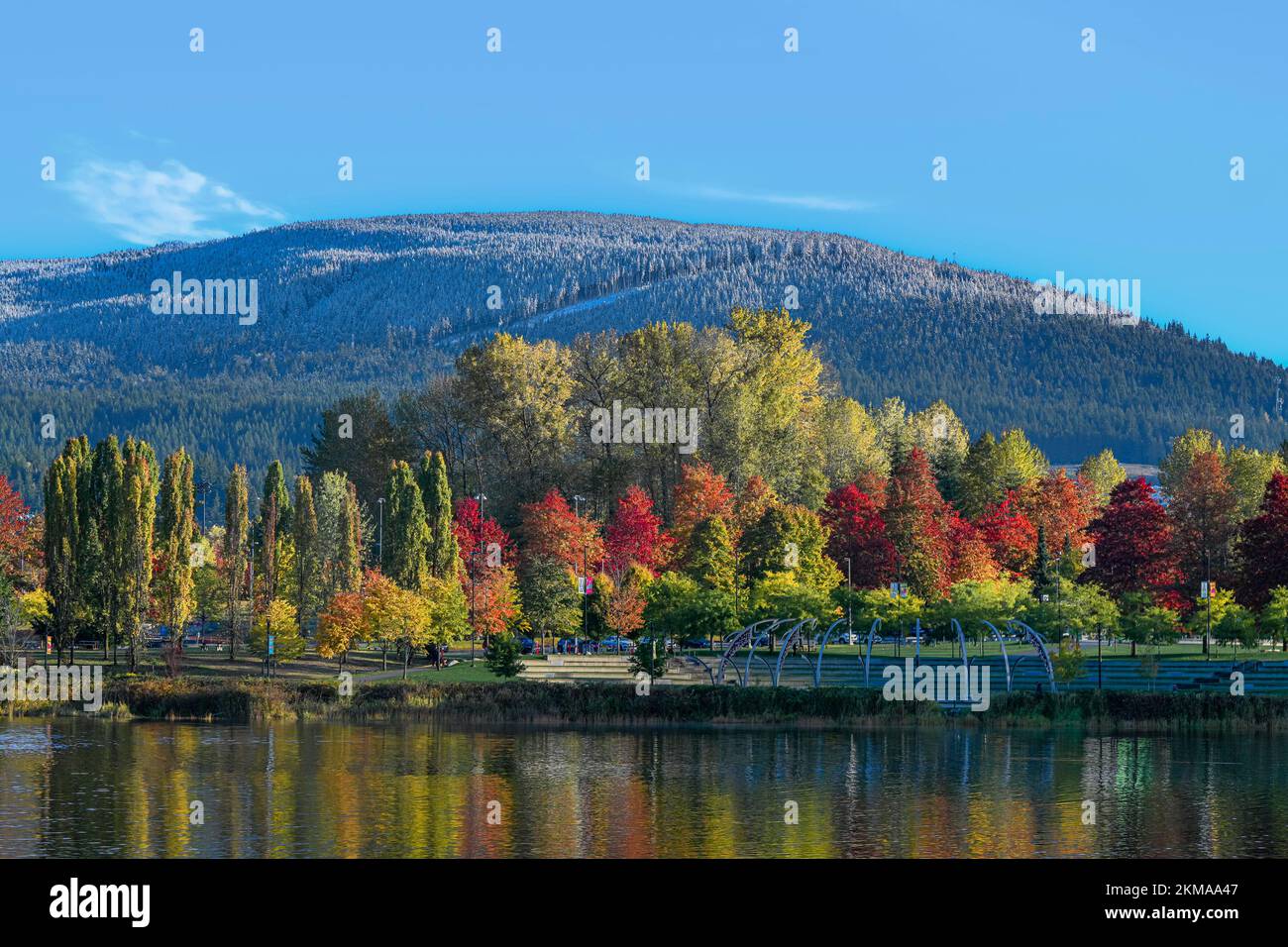 Fall colour, Lafarge Lake, Town Centre Park, Coquitlam, British Columbia, Canada. Stock Photo