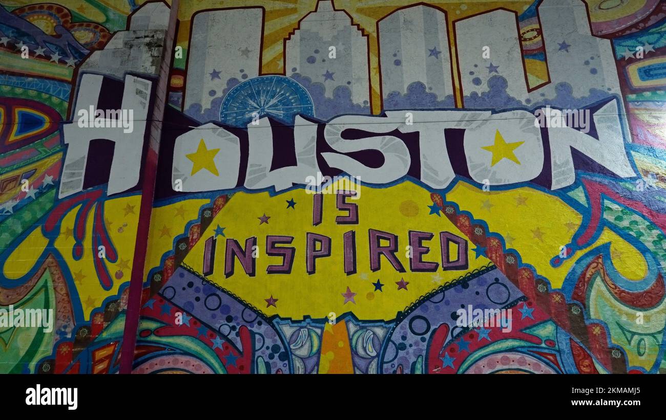 Famous Houston is inspired mural in the city center HOUSTON, UNITED