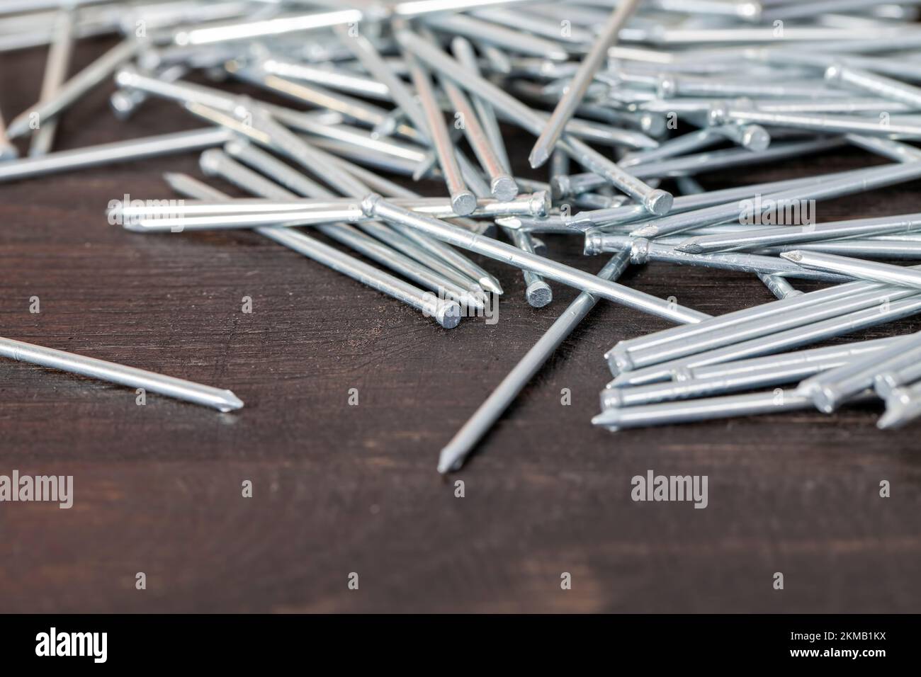 a pile of nails used for installation work, the nails are coated with