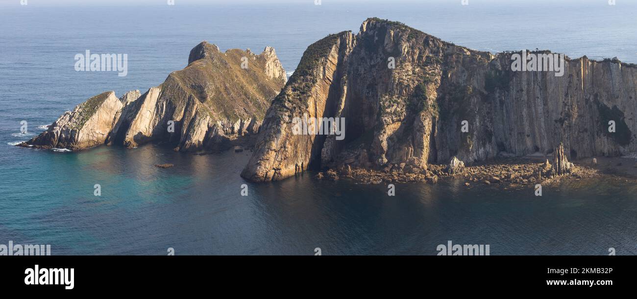 Cliffs at El Silencio Beach in Asturias Stock Photo