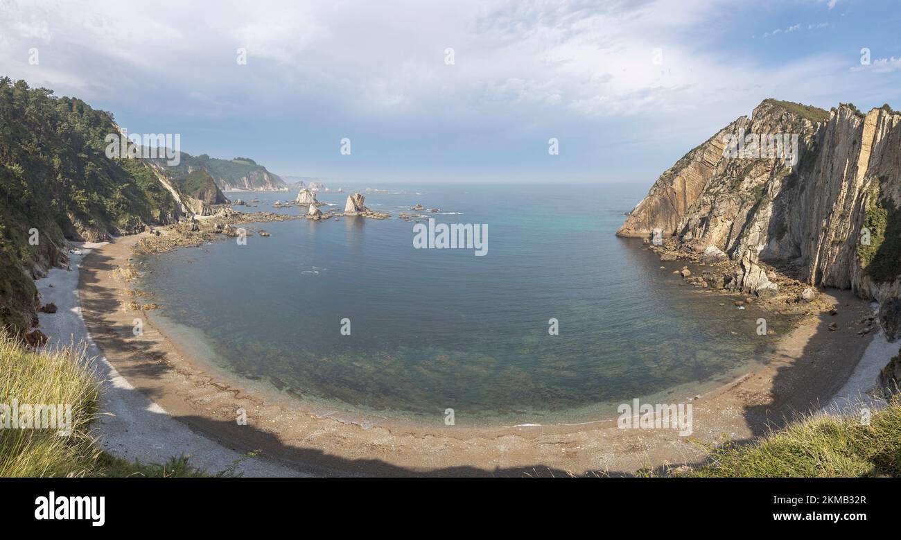 El Silencio Beach in Asturias Stock Photo