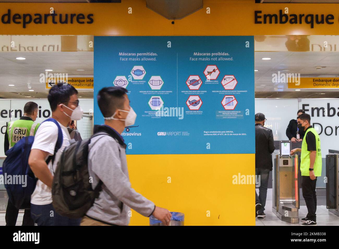 Passengers movement at the Guarulhos Airport in São Paulo, Brazil, on