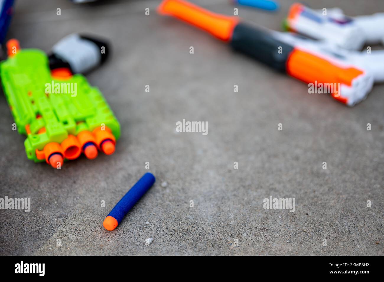 Soft foam dart gun loaded and ready for use by children Stock Photo Alamy