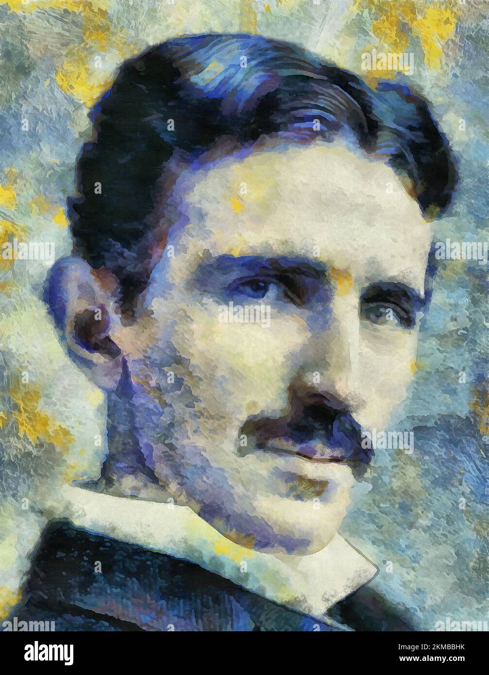 Illustrations Portrait Nikola Tesla, Serbian-American, engineer 