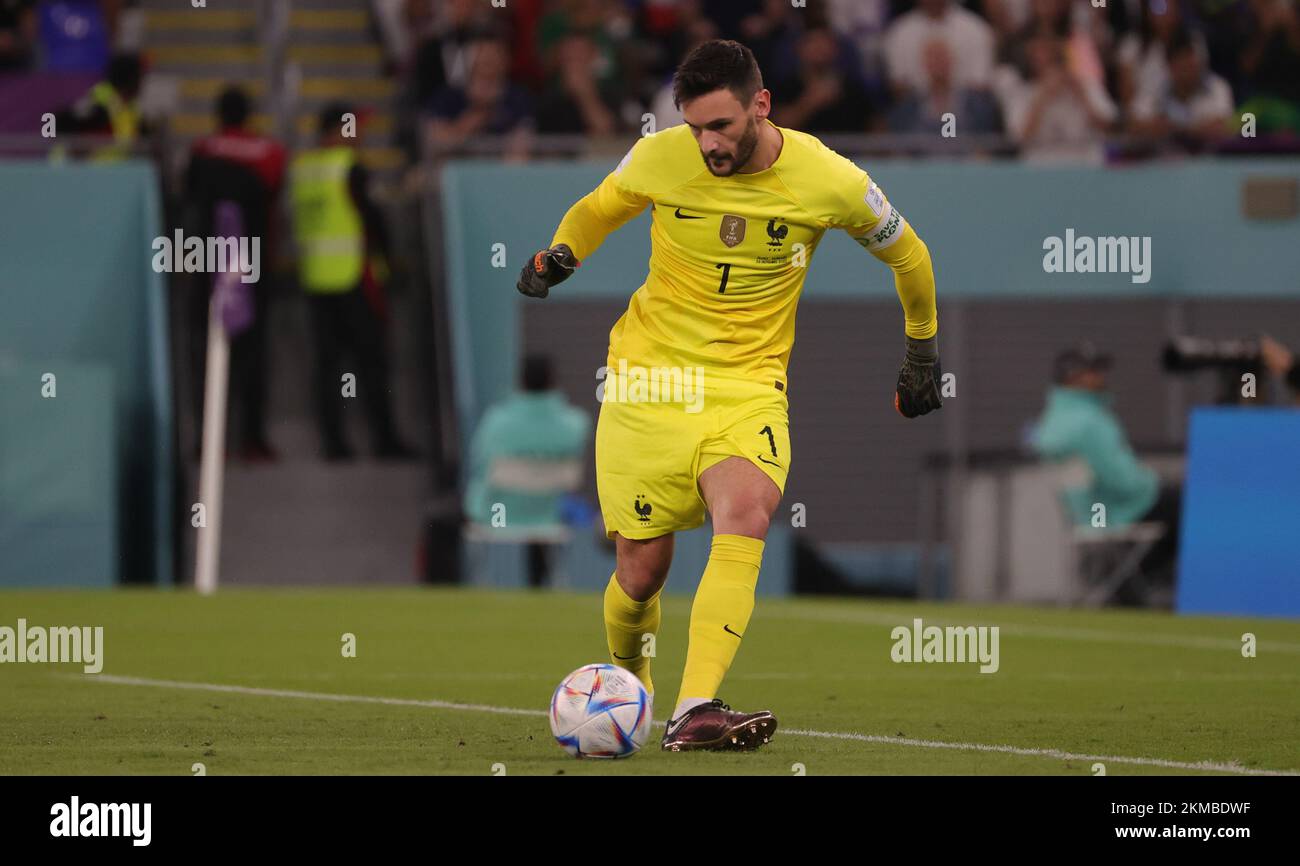 France's goalkeeper Hugo Lloris pictured during a soccer game between France and Denmark, in Group D of the FIFA 2022 World Cup, at the Stadium 974, in Doha, State of Qatar on Saturday 26 November 2022. BELGA PHOTO VIRGINIE LEFOUR Stock Photo
