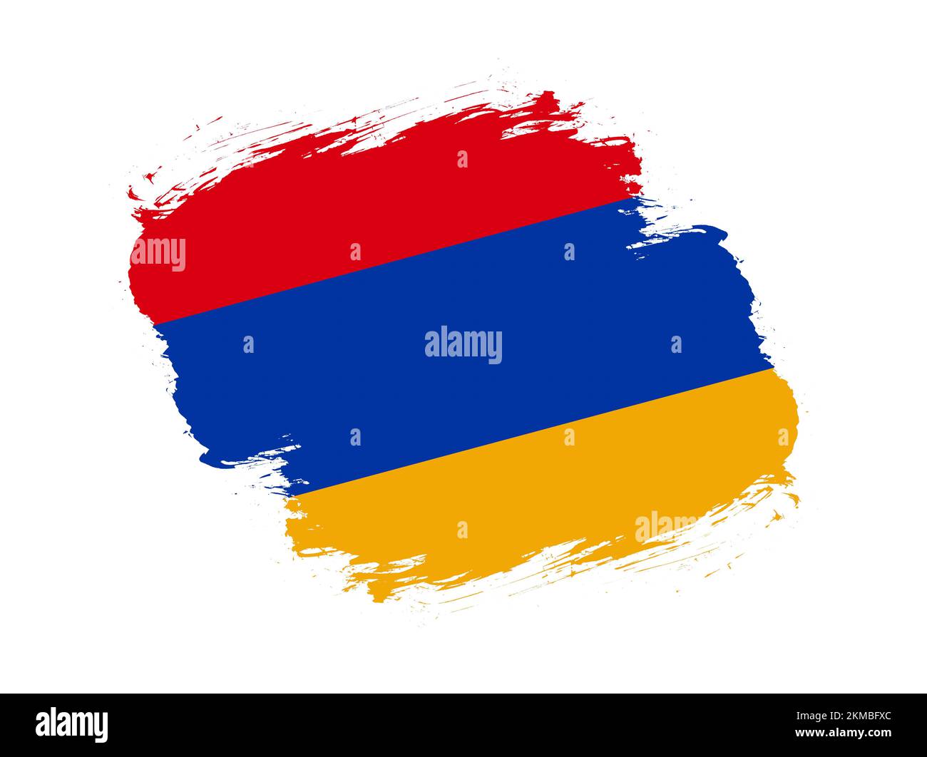 Stroke brush textured flag of armenia on white background Stock Photo ...