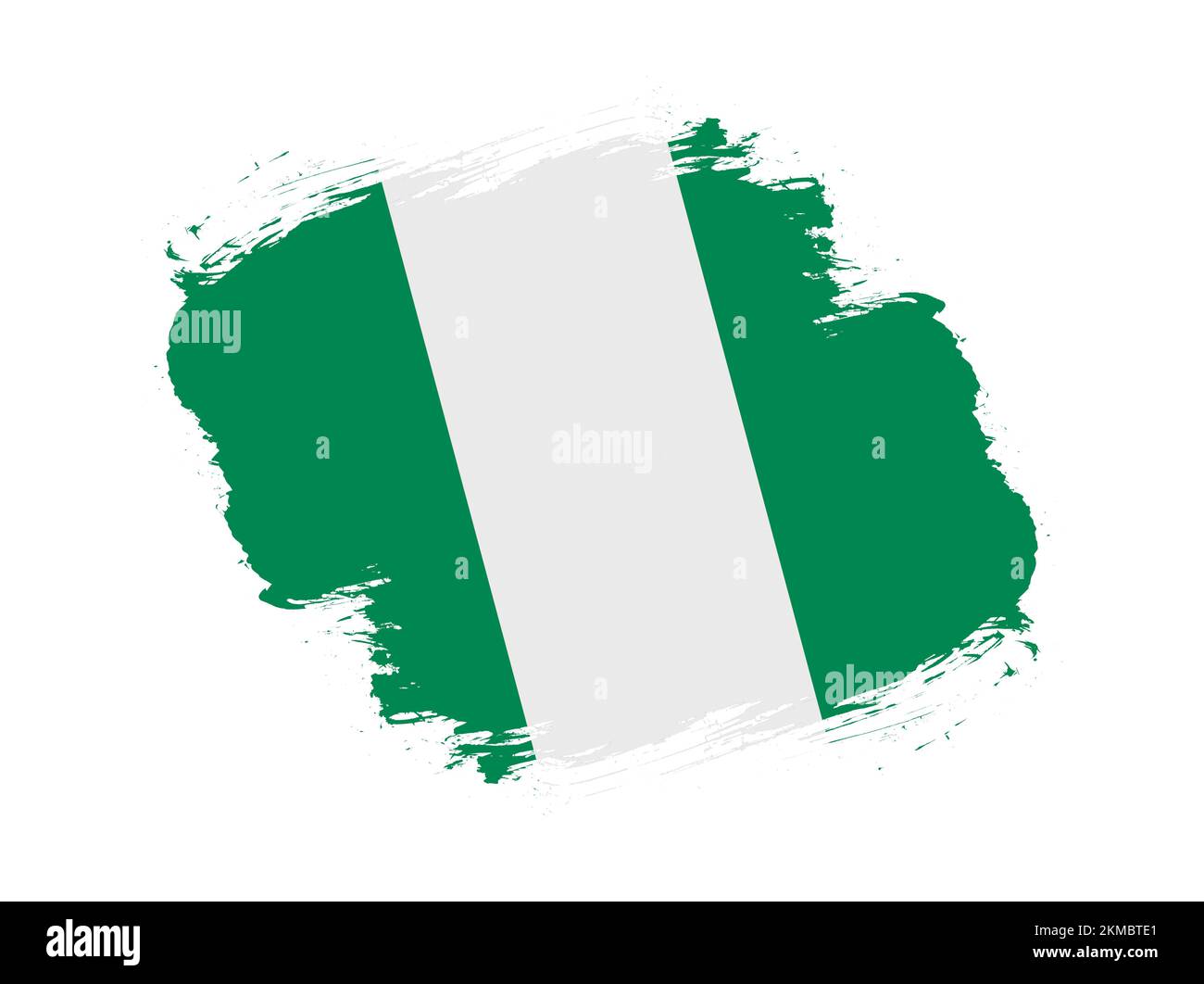 Stroke brush textured flag of nigeria on white background Stock Photo ...