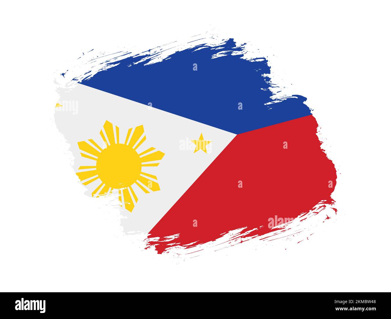 Stroke brush textured flag of philippines on white background Stock Photo