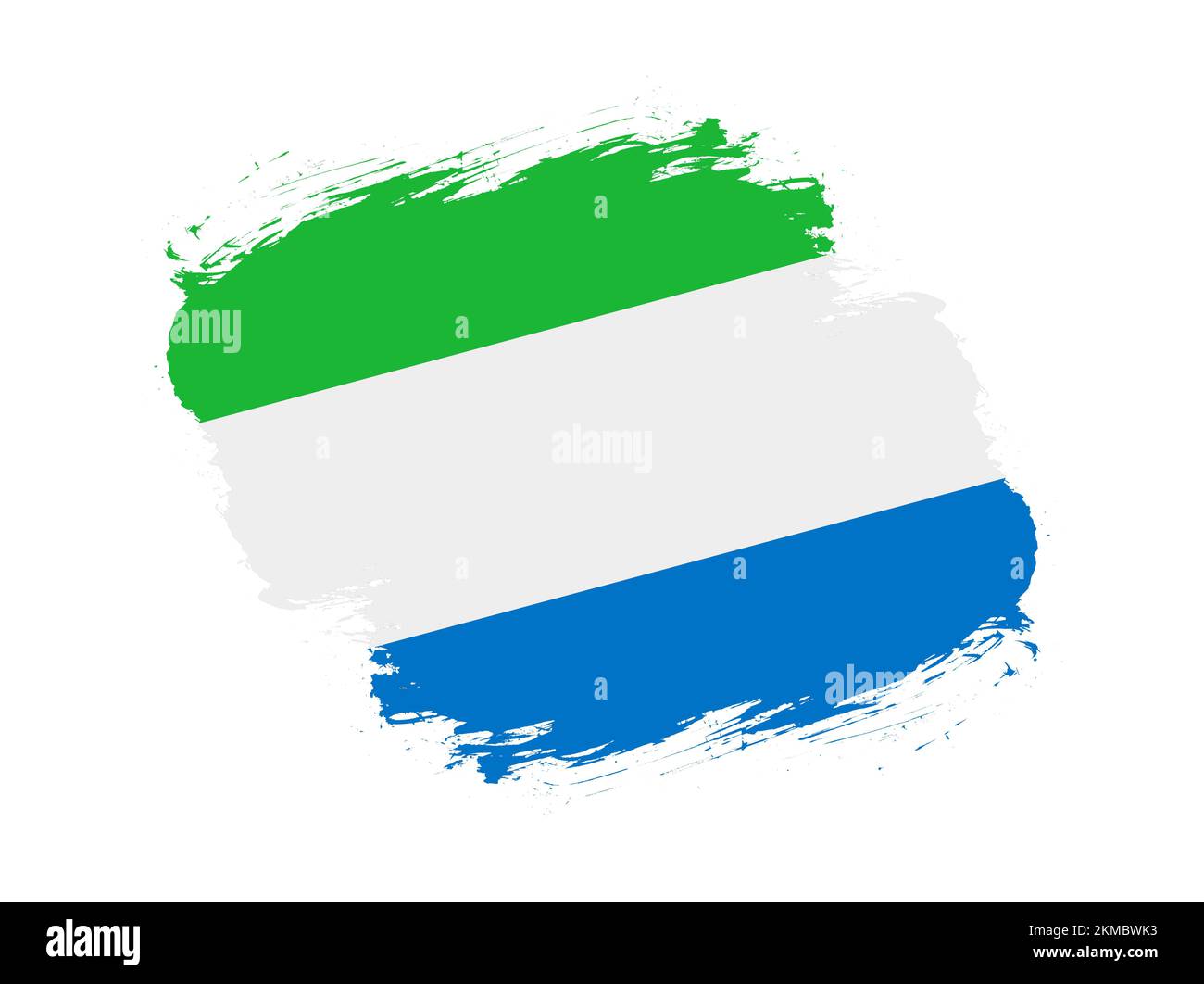 Stroke brush textured flag of sierra leone on white background Stock ...