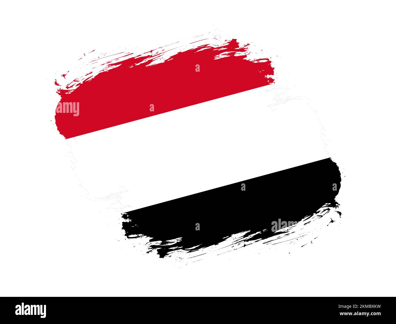 Stroke brush textured flag of yemen on white background Stock Photo - Alamy