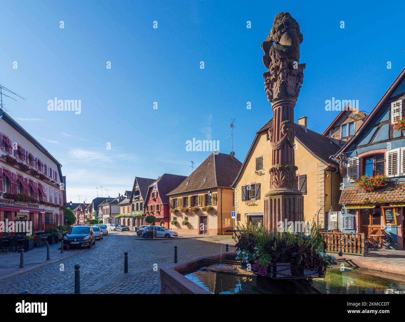 Fountain at square place de la republique in alsace elsass hires stock