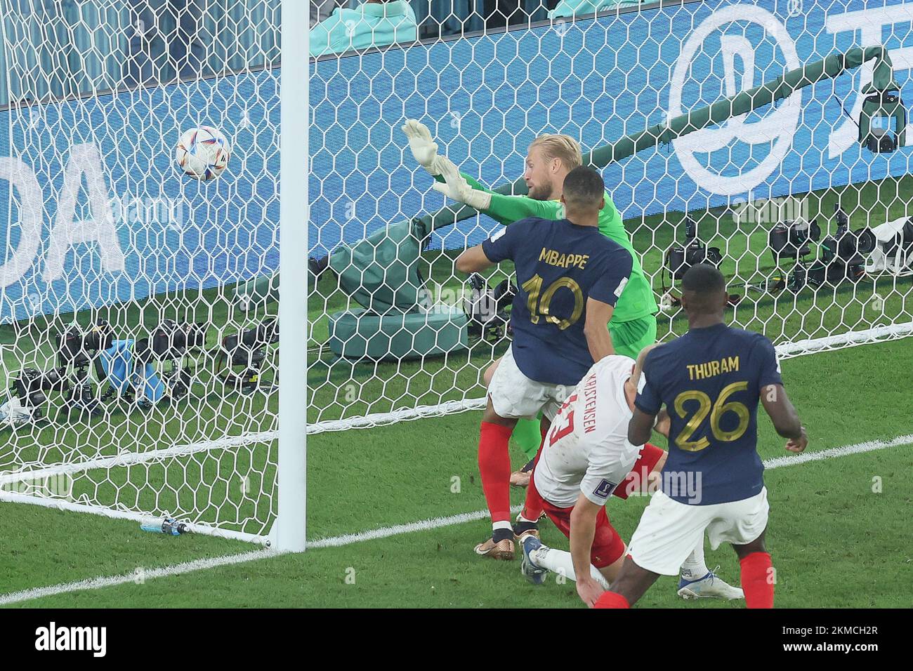 France's Kylian Mbappe scores a goal during a soccer game between