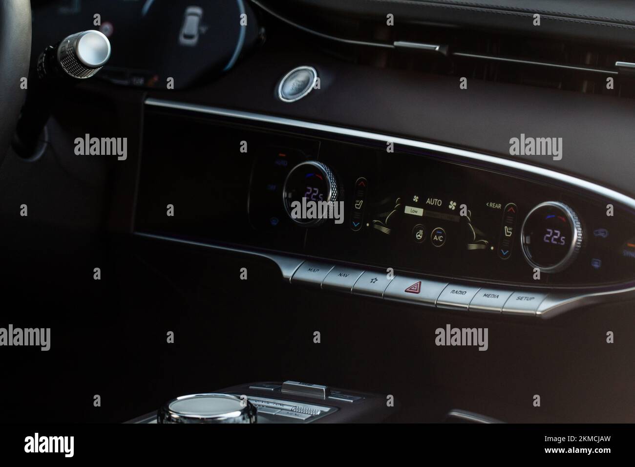 Digital control panel car air conditioner dashboard. Modern car