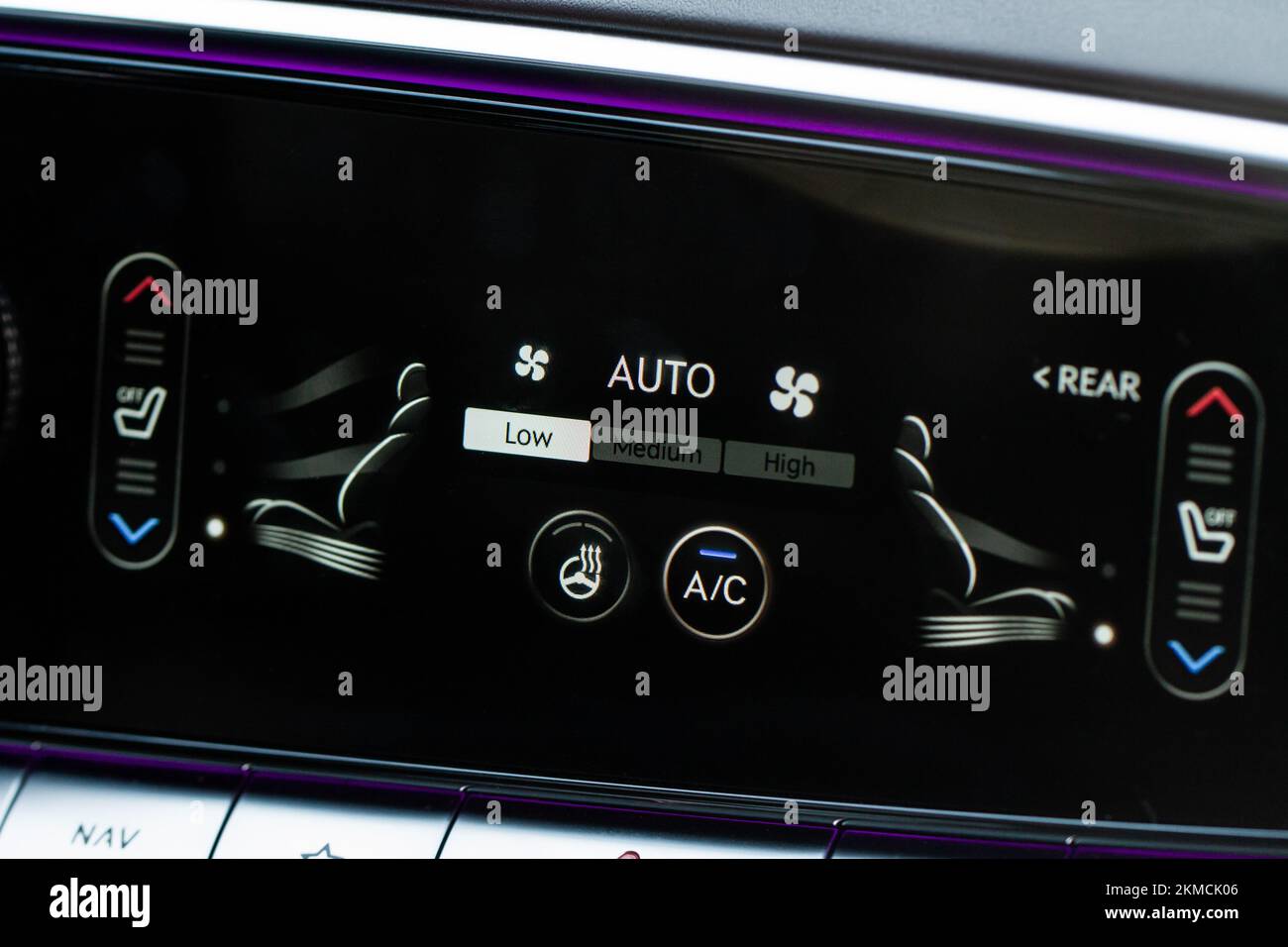 Digital control panel car air conditioner dashboard. Modern car