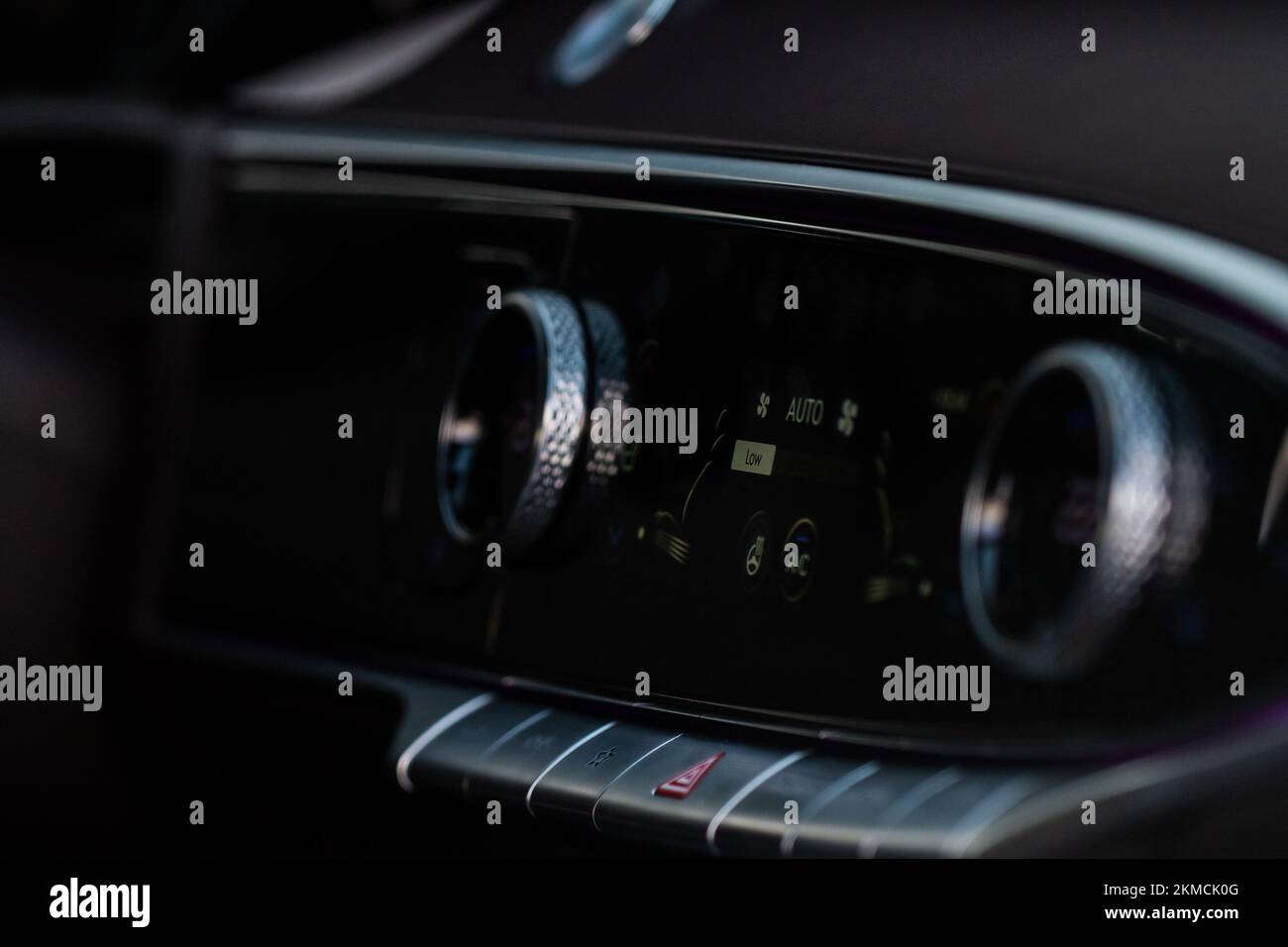 Digital control panel car air conditioner dashboard. Modern car