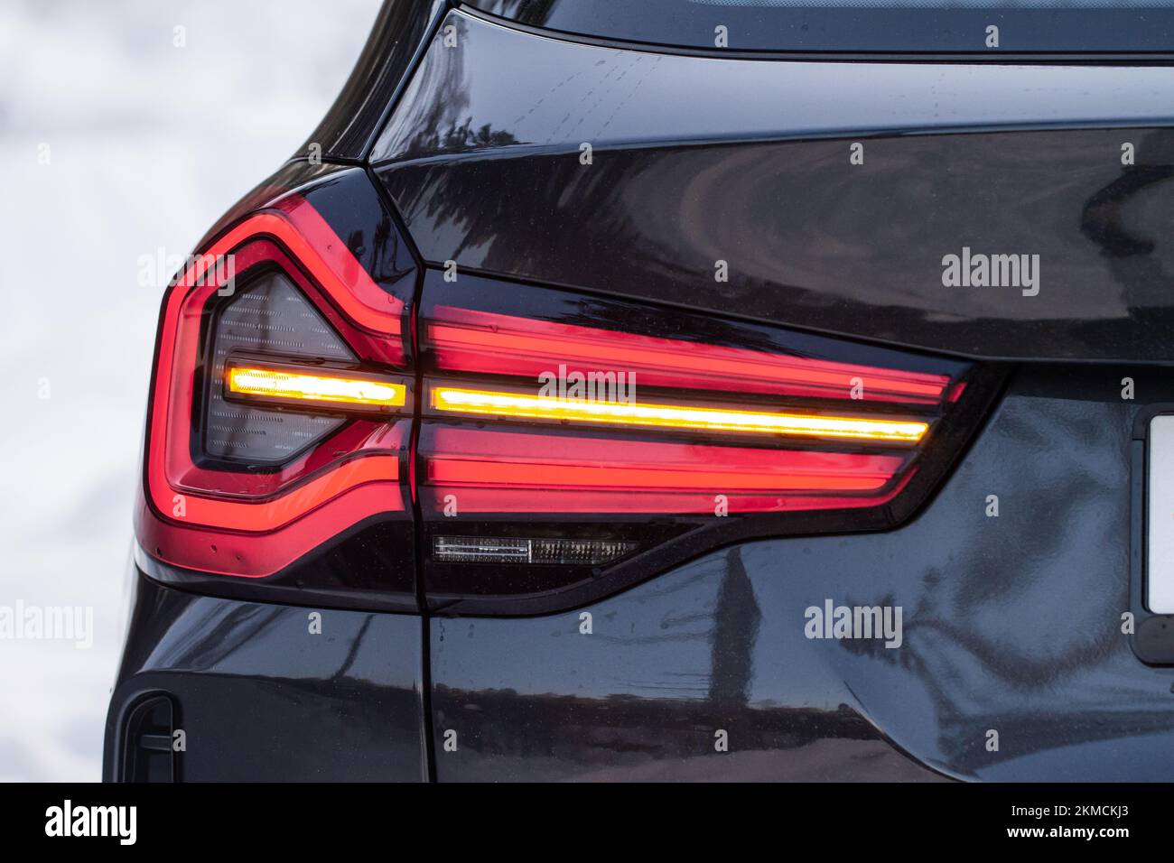 Modern SUV turn signal. Car turn signal close up. Close up of the