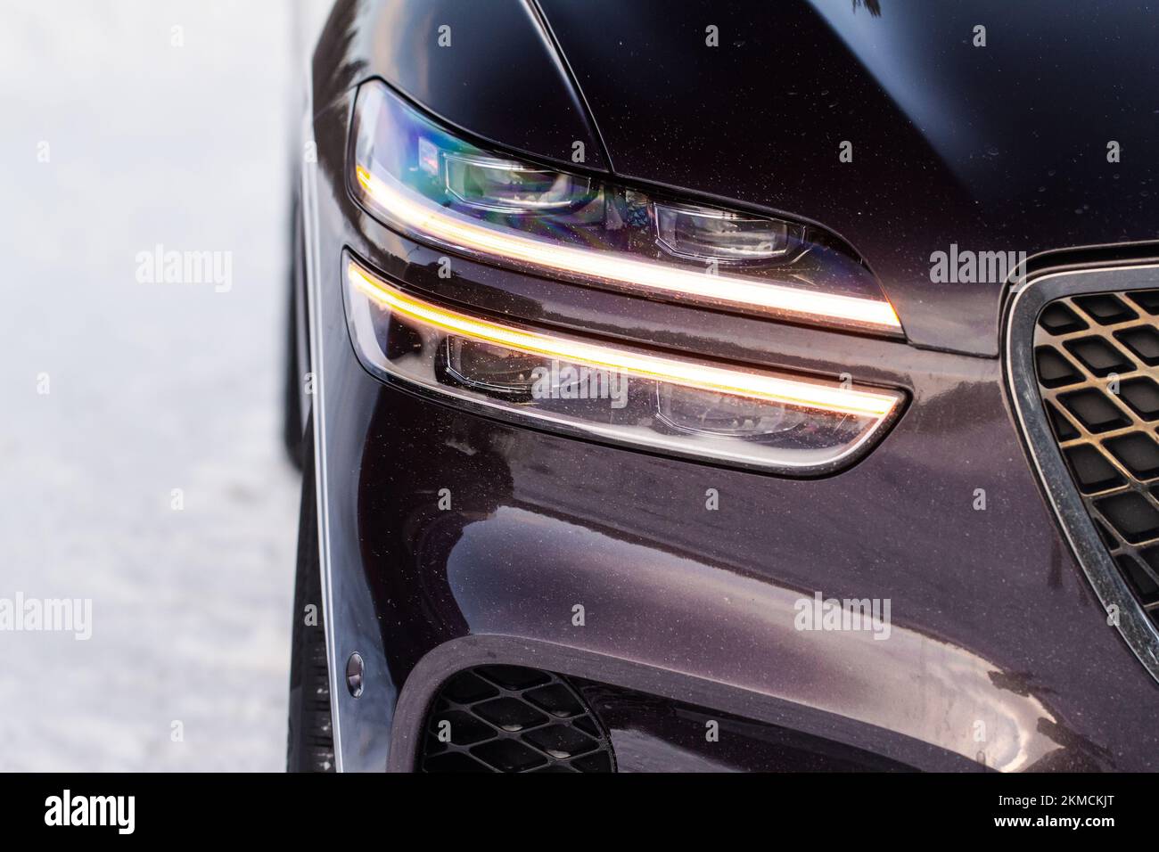 Modern SUV turn signal. Car turn signal close up. Close up of the