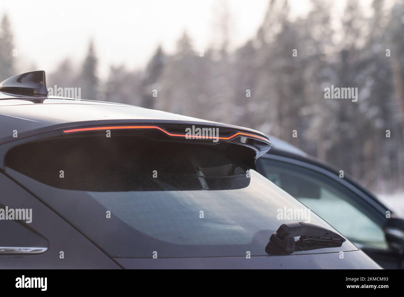 Brake lights of a modern car. Third brake light. SUV car rear light