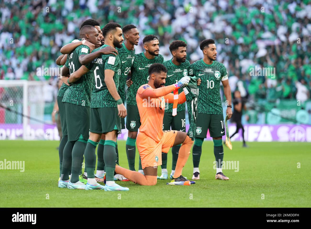 Al Rayyan, Qatar. 26th Nov, 2022. Saudi Arabia team group lineup (KSA