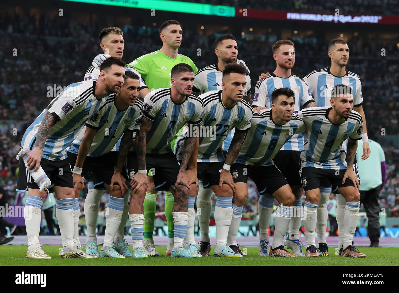 Lusail Iconic Stadium, Lusail, Qatar. 26th Nov, 2022. FIFA World Cup Football, Argentina versus Mexico; Argentina starting eleven pose for a team photo Credit: Action Plus Sports/Alamy Live News Stock Photo