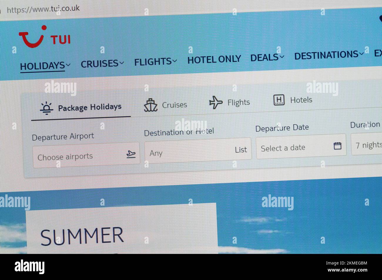 Tui website Stock Photo