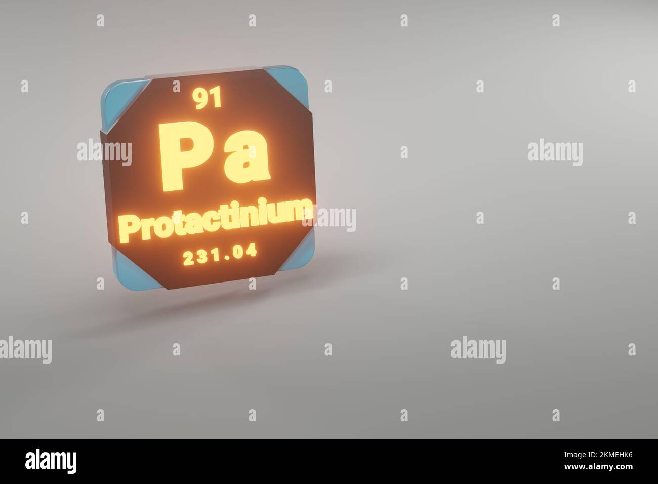 Beautiful abstract illustrations Standing black and fire Protactinium  element of the periodic table. Modern design with golden elements, 3d rendering Stock Photo