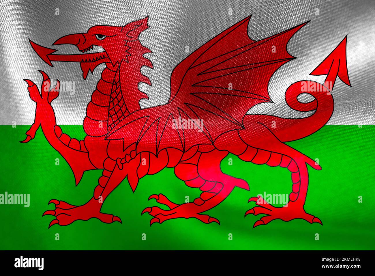 National flag Wales, Wales flag, fabric flag Wales, 3D work and 3D