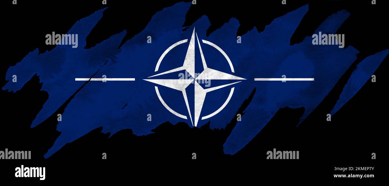 Abstract symbol of the flag NATO on a black background Stock Photo Alamy