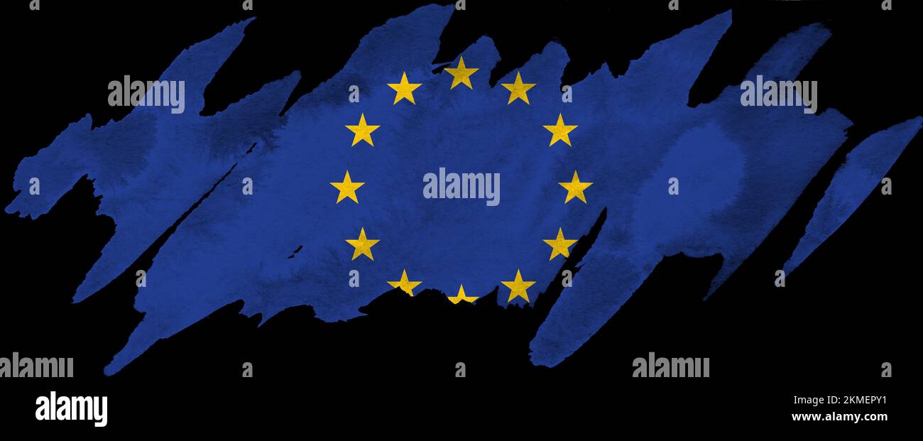 Abstract symbol of the flag European Union on a black background Stock ...