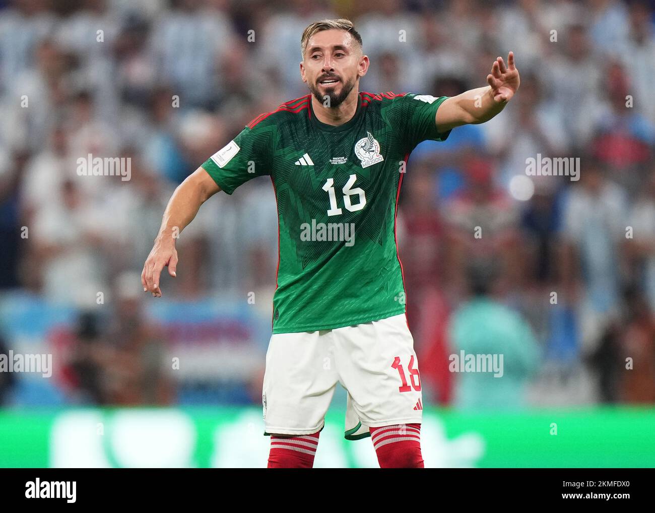 Hector Herrera of Mexico during the FIFA World Cup Qatar 2022 match, Group C, between Argentina and Mexico played at Lusail Stadium on Nov 26, 2022 in Lusail, Qatar. (Photo by Bagu Blanco / PRESSIN) Credit: PRESSINPHOTO SPORTS AGENCY/Alamy Live News Stock Photo