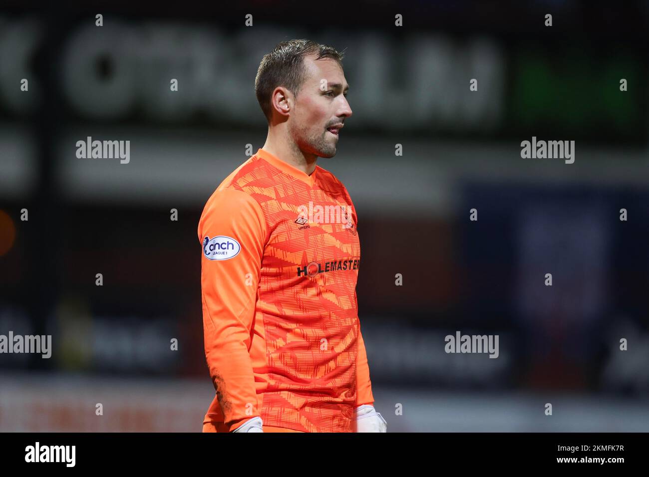26th November 2022; Dens Park, Dundee, Scotland: Scottish Cup Football, Dundee versus Airdrie; Airdrie goalkeeper Dean Lyness Stock Photo