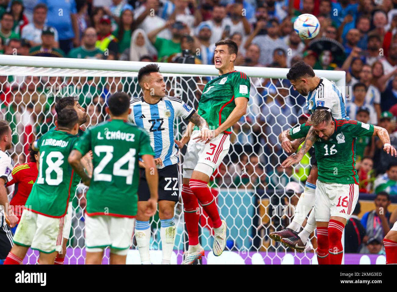Doha, football, FIFA World Cup 2022, Argentina. 26th Nov, 2022. Mexico In the picture: Andres Guardado (MEX) m Luis Chavez (MEX), Lautaro Martinez (ARG), Cesar Montes (MEX) Hector Herrera (MEX), Photo: Andrzej Iwanczuk Credit: Sipa USA/Alamy Live News Stock Photo