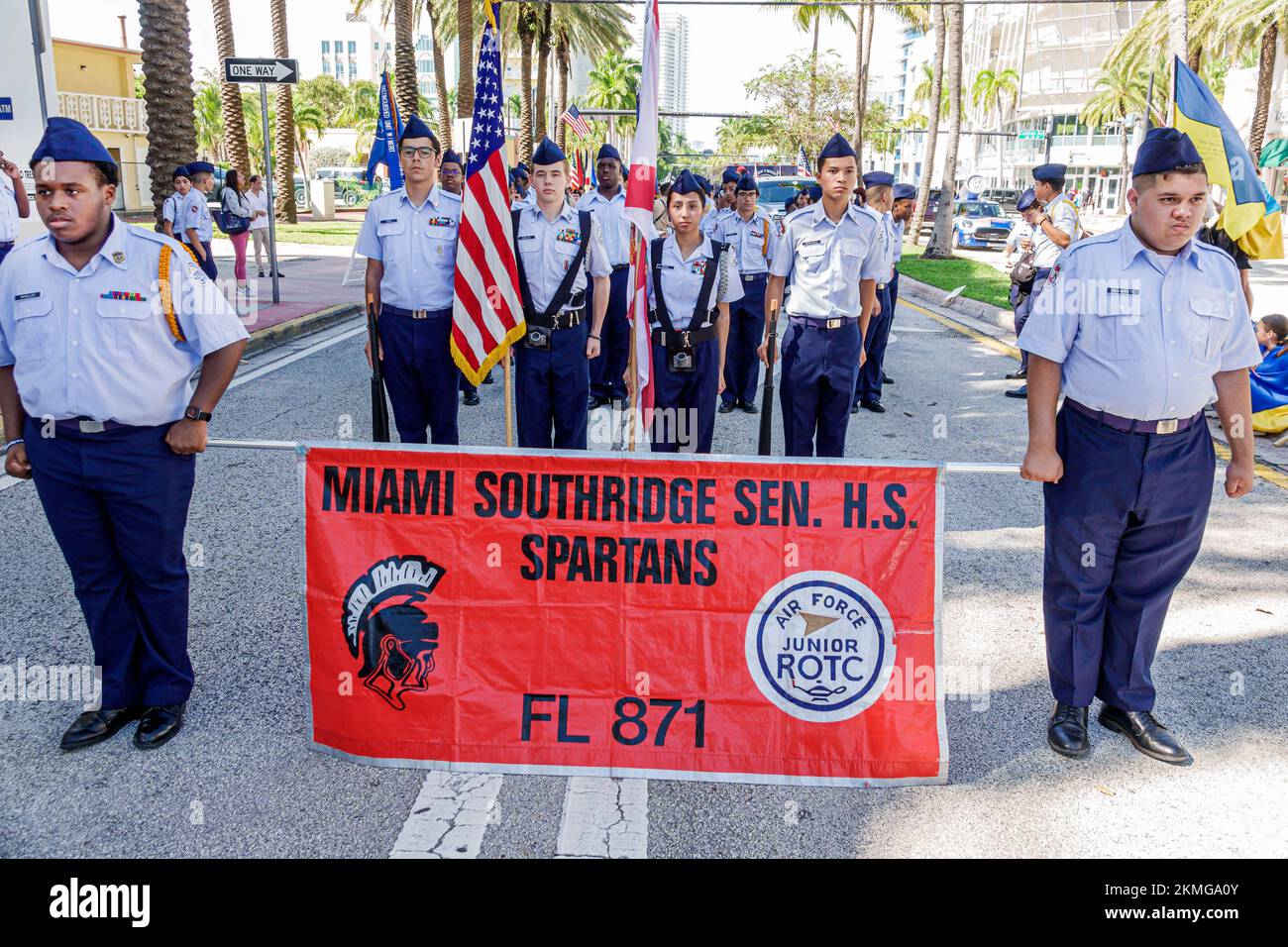 Miami Beach Florida,South Beach Lummus Park,Veterans Day Parade annual ...