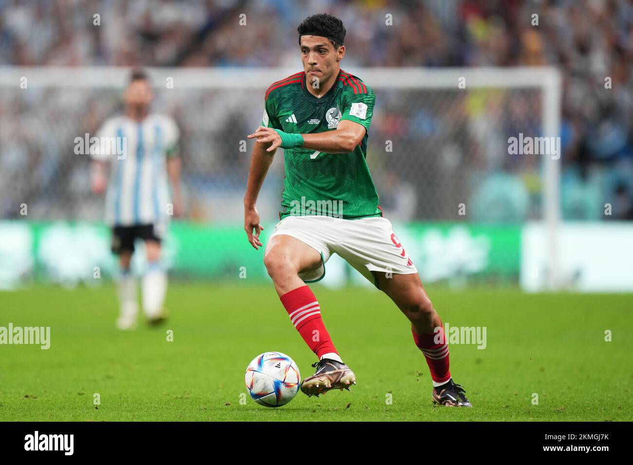 Raul Jimenez of Mexico during the FIFA World Cup Qatar 2022 match, Group C, between Argentina and Mexico played at Lusail Stadium on Nov 26, 2022 in Lusail, Qatar. (Photo by Bagu Blanco / PRESSIN) Credit: PRESSINPHOTO SPORTS AGENCY/Alamy Live News Stock Photo