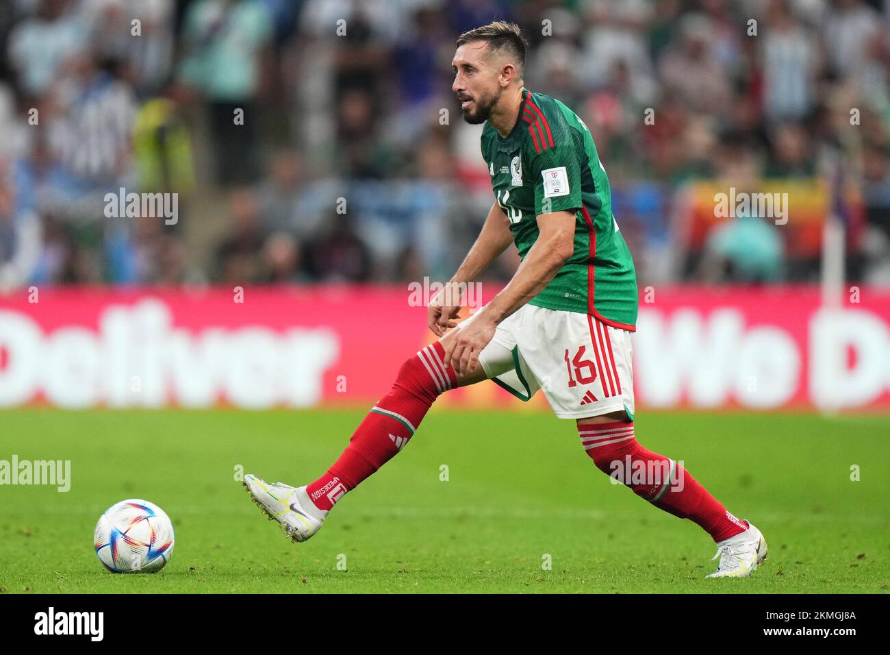 Hector Herrera of Mexico during the FIFA World Cup Qatar 2022 match, Group C, between Argentina and Mexico played at Lusail Stadium on Nov 26, 2022 in Lusail, Qatar. (Photo by Bagu Blanco / PRESSIN) Credit: PRESSINPHOTO SPORTS AGENCY/Alamy Live News Stock Photo
