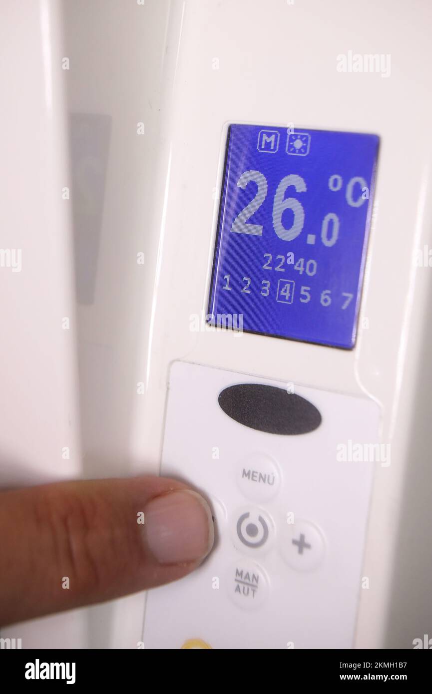 Turning temperatures down at home with the energy price hike, UK Stock Photo