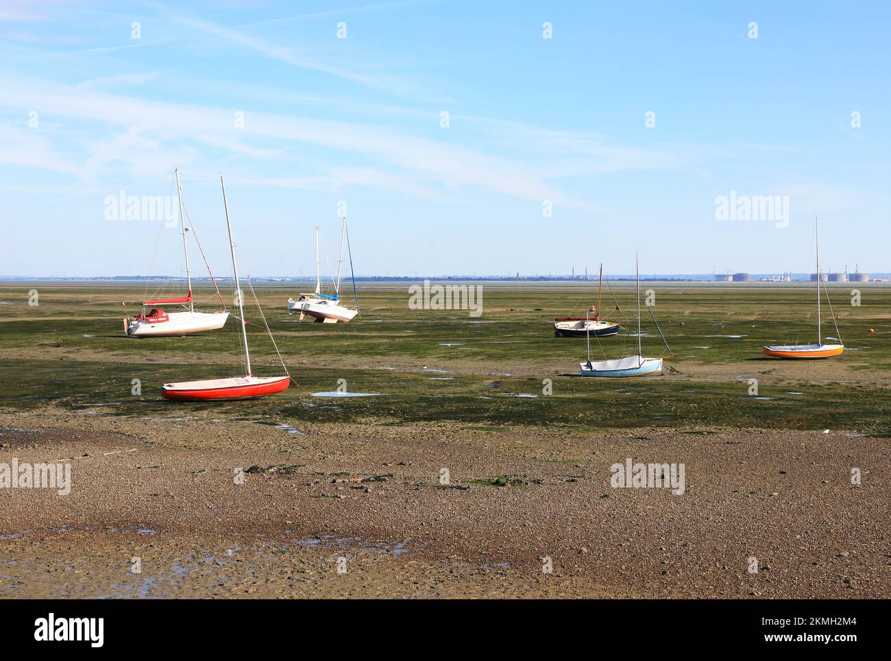 The Foreshaw Nature Reserve at low tide, in Leigh-on-sea, next to Southend-on-sea, in Essex, UK Stock Photo