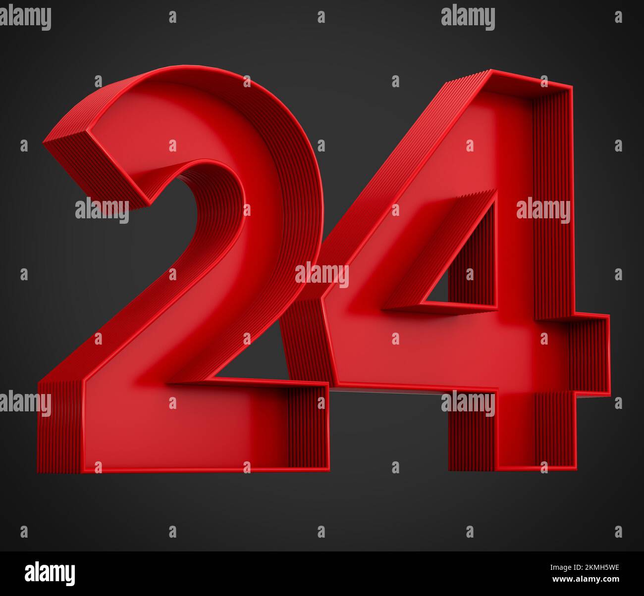 Red Black Number Twenty Four Vector Stock Vector (Royalty Free