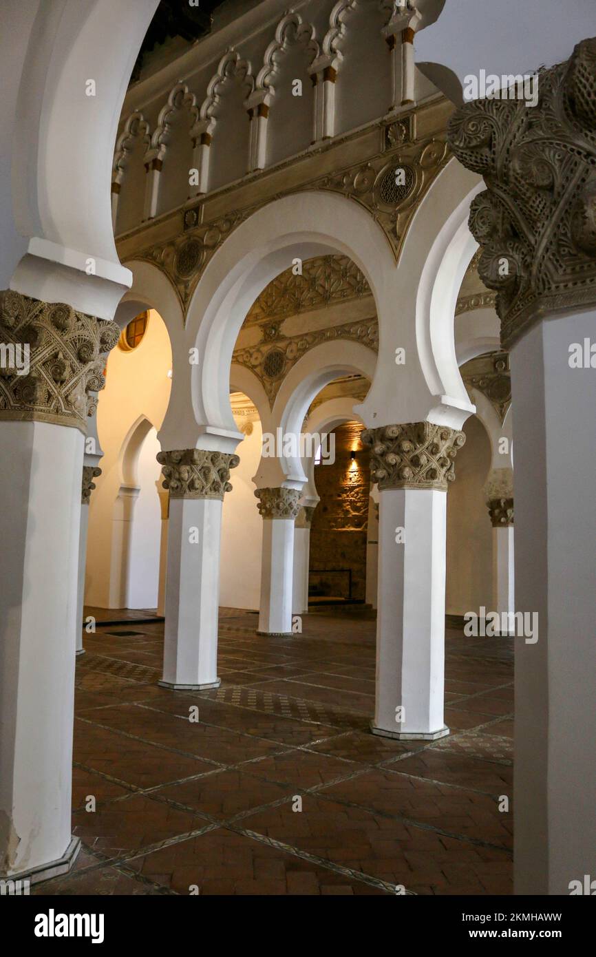 Interiors of the Synagogue of Santa María la Blanca in Toledo, Spain Stock Photo