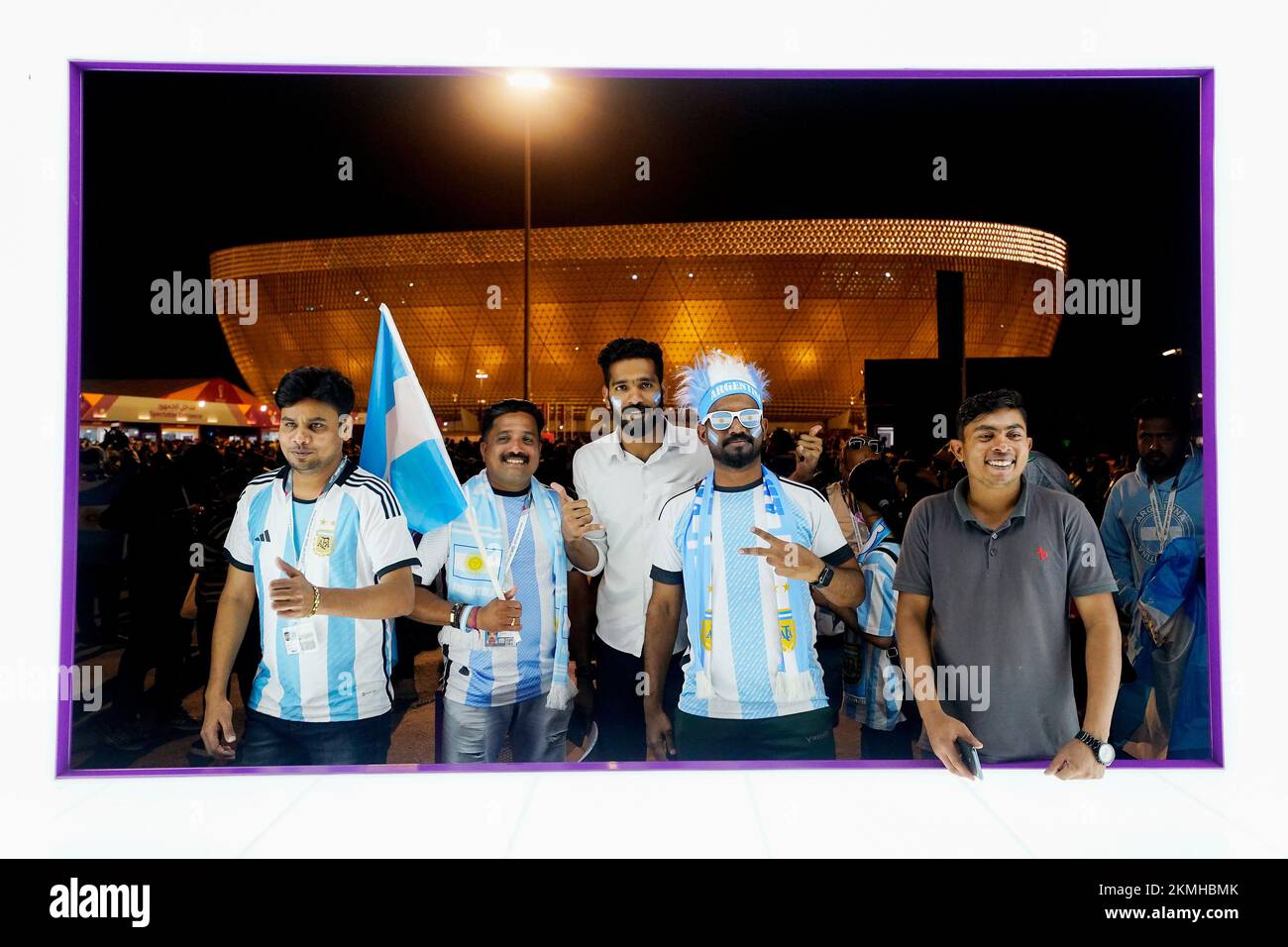 Argentina fans outside Lusail stadium during the FIFA World Cup Qatar 2022 match, Group C, between Argentina and Mexico played at Lusail Stadium on Nov 26, 2022 in Lusail, Qatar. (Photo by Bagu Blanco / PRESSIN) Credit: PRESSINPHOTO SPORTS AGENCY/Alamy Live News Stock Photo