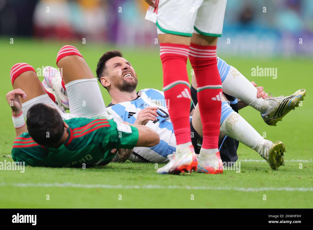 Lusail, Qatar. 26th Nov, 2022. Lionel Messi of Argentina reacts after a