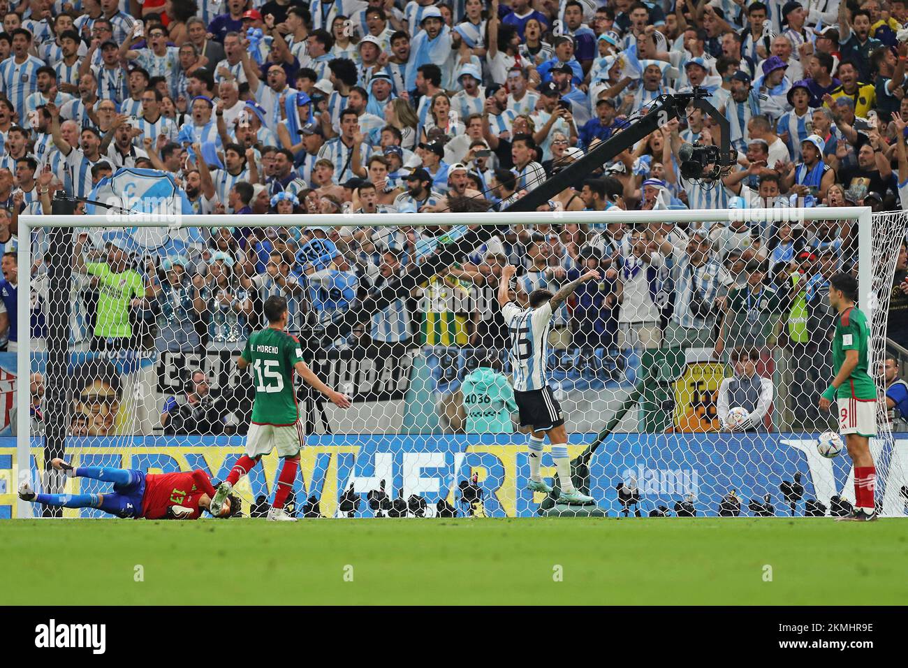 Lusail Iconic Stadium, Lusail, Qatar. 26th Nov, 2022. FIFA World Cup Football, Argentina versus Mexico; Guillermo Ochoa of Mexico is beaten by the shot from Enzo Fernández of Argentina for 2-0 Credit: Action Plus Sports/Alamy Live News Stock Photo
