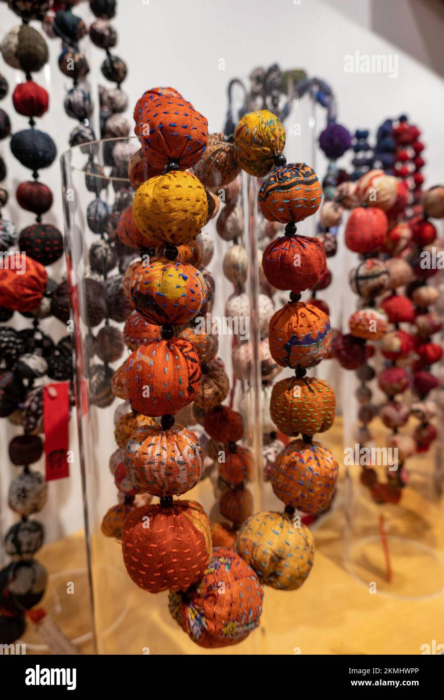 Mieko Mintz designer silk fiber necklaces, New York City, USA   2022 Stock Photo