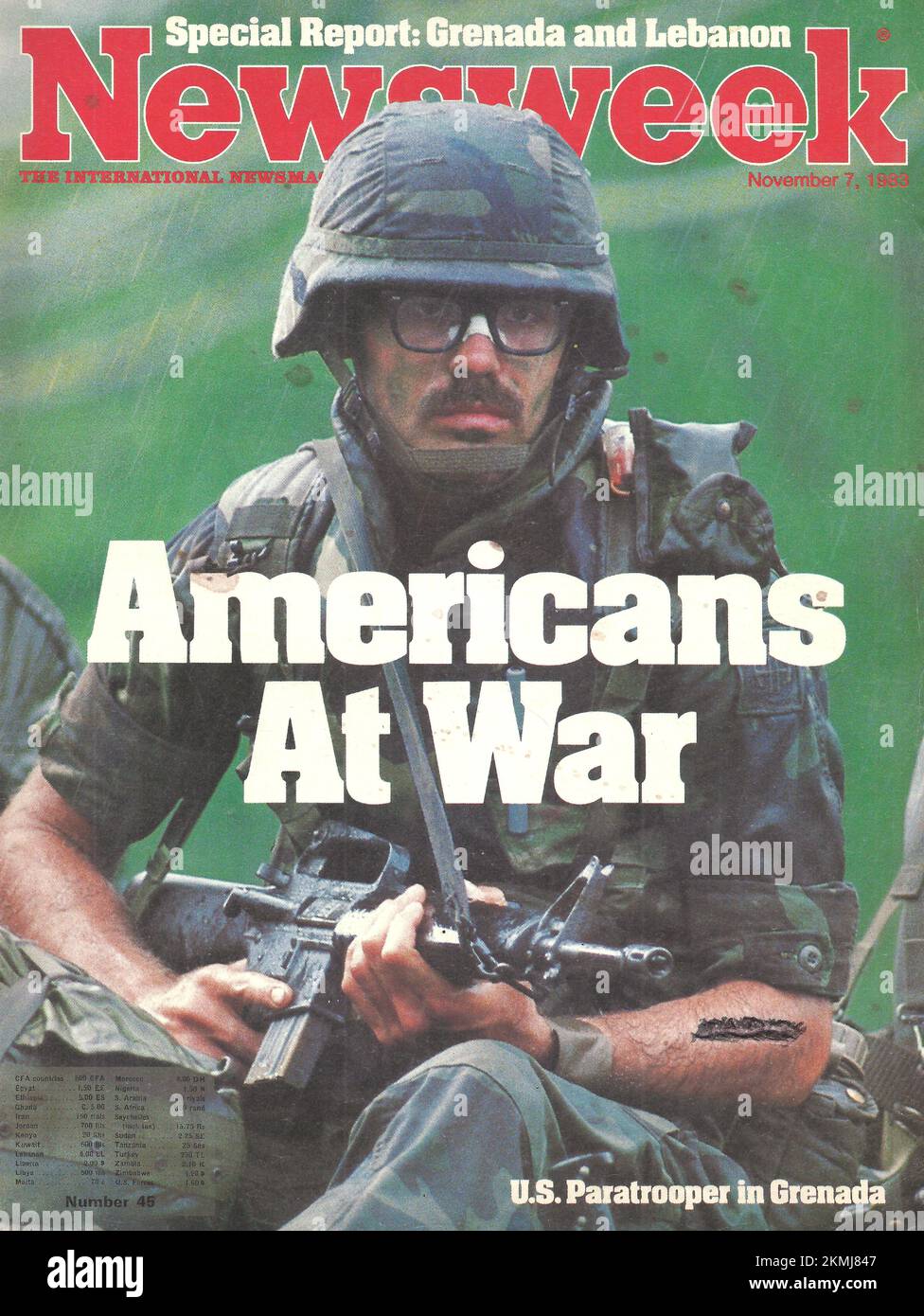 Front page of Newsweek magazine November 7, 1983 Americans at war; special report Grenada and Lebanon Stock Photo