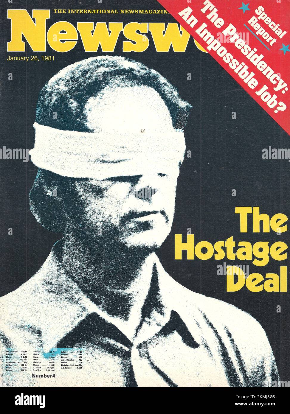Front page of Newsweek magazine January 26, 1981, The hostage deal Special report The presidency an impossible job? Stock Photo
